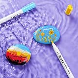 Arrtx 30 Colors Acrylic Paint Pens for Rock Painting, Extra Brush Tip, Water Based Paint Markers for Stone, Glass, Easter Egg, Wood and Fabric Painting-No Toxic,No Odor - 7