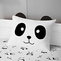Vista 9 de MUSOLEI Sábanas Panda Sábanas ajustadas Lindas hojas de cama con conjunto de cama de animales 3D con orejas para niñas Conjunto de cama individual