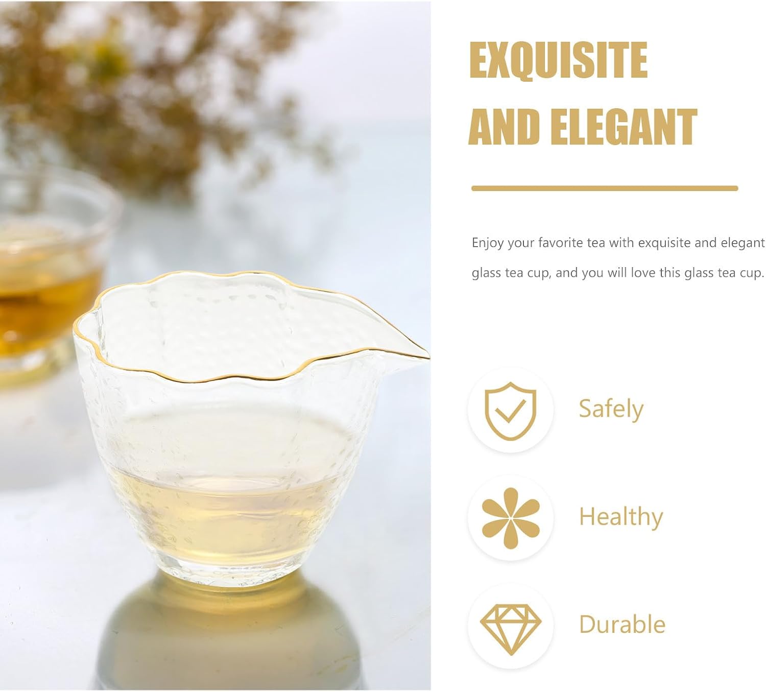 VICASKY Hammered Glass Tea Separator Cup for Daily Serving and Black Tea