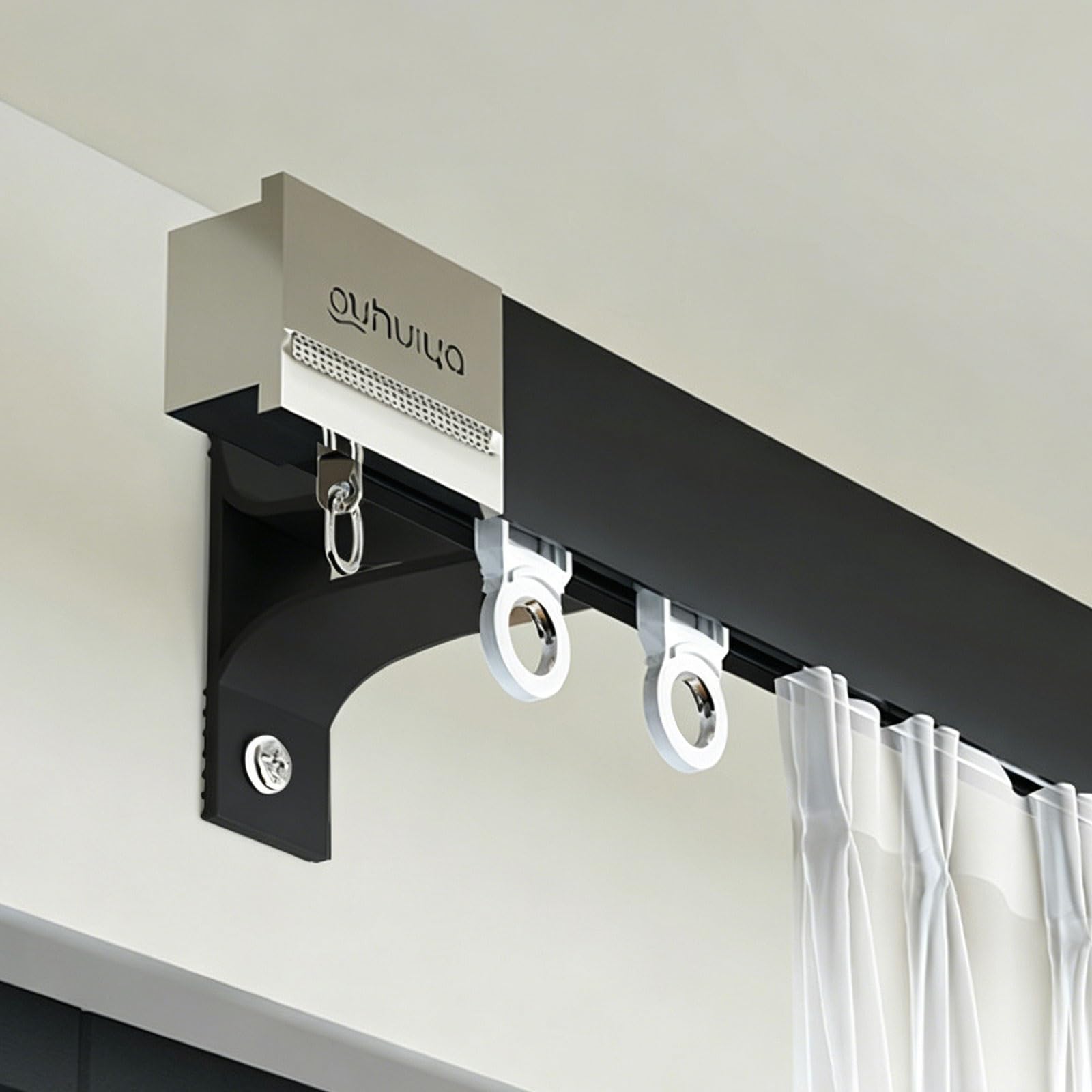 Black Wall Mount Curtain Track Heavy Duty Aluminum Curtain Tracks Rods Silent Smooth Easy To Install Premium Strength Aluminum For Living Room, Bedroom(,1.2M/3.9Ft)