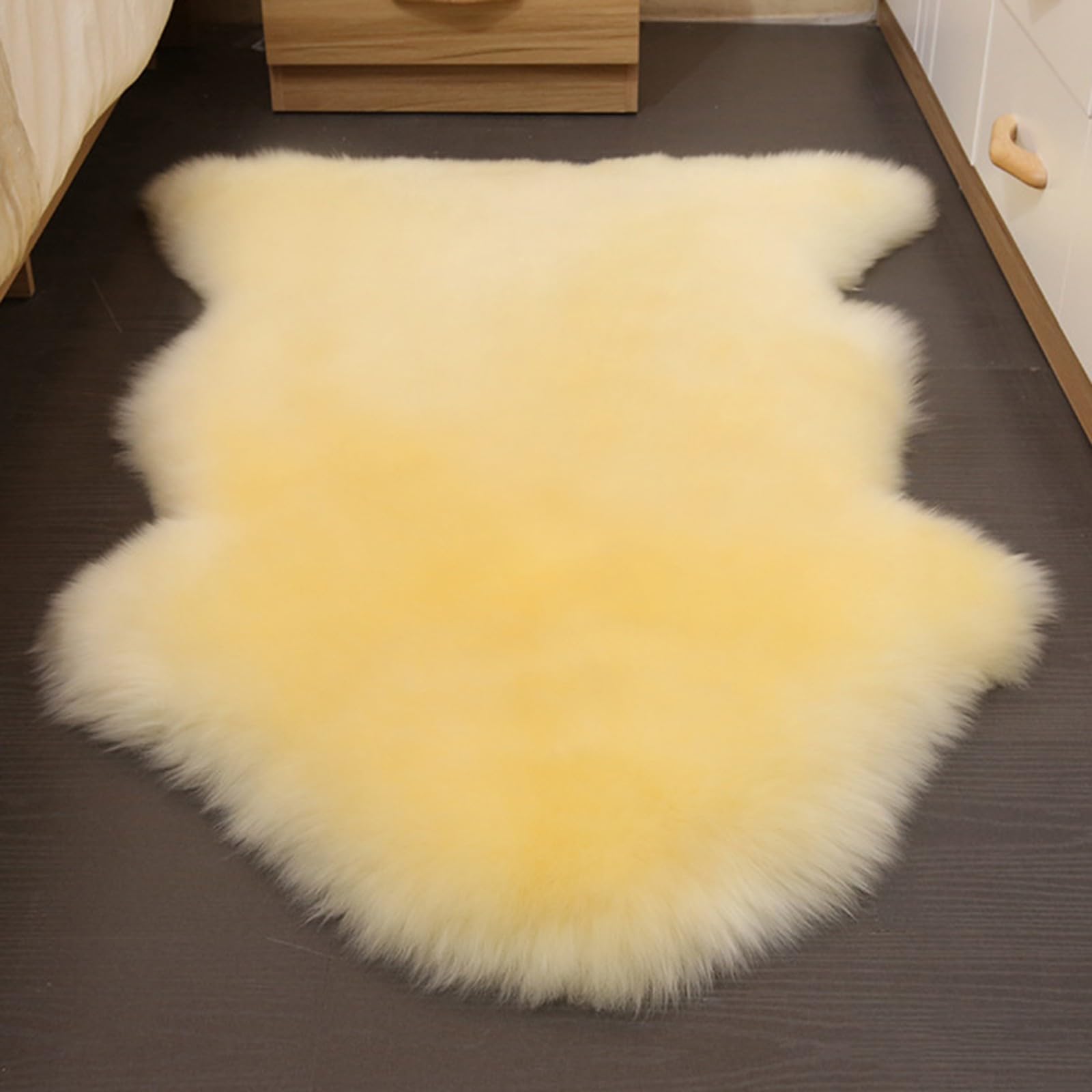 Grand Tapis en Peau de Mouton VéRitable - Tapis en Peau de Mouton VéRitable de Nouvelle ZéLande Housse de Chaise de Luxe en Peau de Mouton Tapis de Canapé(Beige,75 * 110cm)