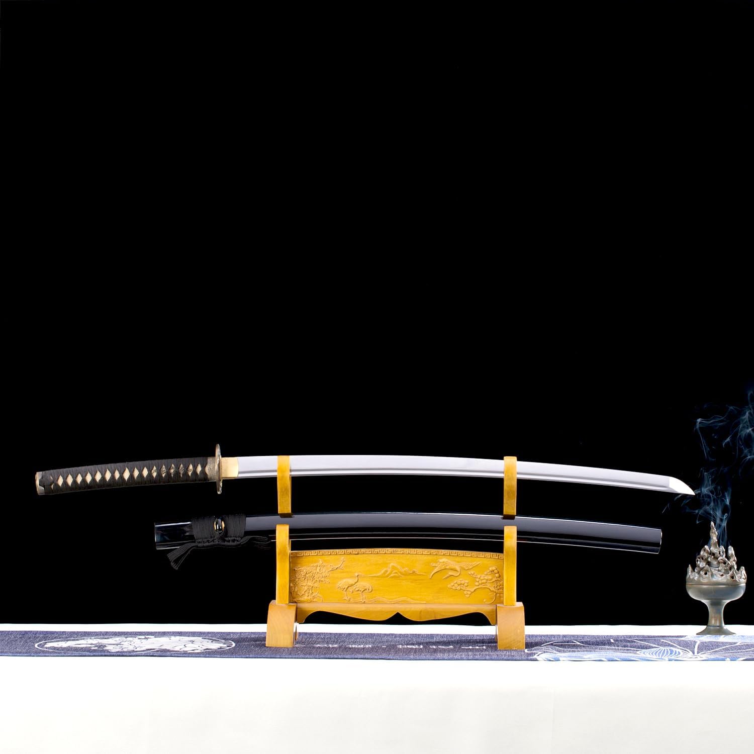 Katana Sword Real Rayskin Hardwood Saya Handmade Japanese Samurai Sword Can Chop Bamboo