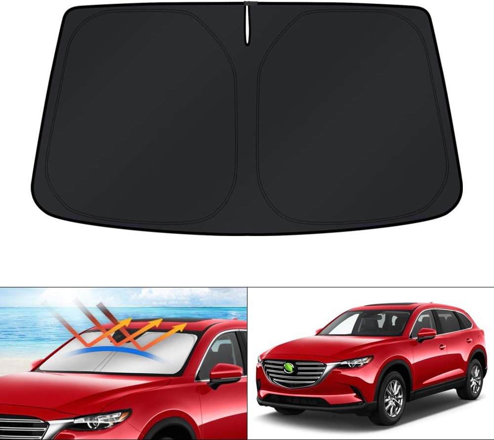 Windshield Sun Shade for Mazda CX-9 2016-2024 2025 2026 CX9 Accessories Sunshade Window Sun Visor Protector Foldable Blocks UV Rays Keep Car Cool