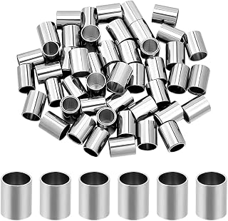 60Pcs 304 Stainless Steel Tube Beads 10mm Long Spacer Beads Metal Column Hollow Tube Large Hole Loose Spacer European Bulk for Bracelet Neckalce Earring Jewelry Making Supplies