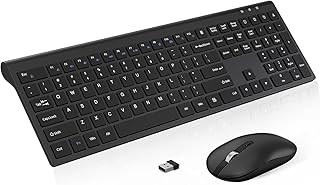 cimetech Wireless Keyboard and Mouse, 2.4G Full-Sized Keyboard and Mouse Set with Sleek Ergonomic Silent Design & Stable Connection for Windows PC Laptop Computer (UK Layout, Black)