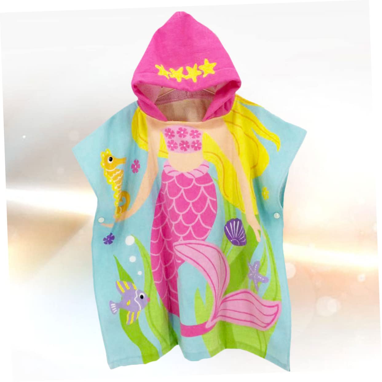 ABOOFAN Serviette De Plage Imprimée Sirène Cape De Bain Portable pour Garçon Fille Serviette De Bain Coton