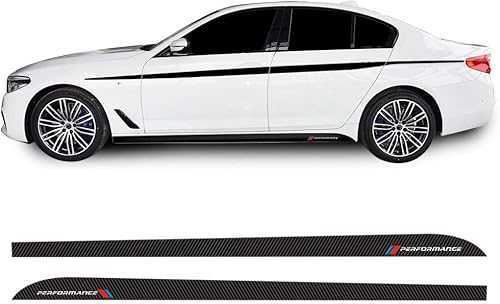 2 calcomanías brillantes de vinilo de fibra de carbono 5D para falda lateral de carreras, calcomanías para BMW f10 f11 f01 f02 f03 f04 g30