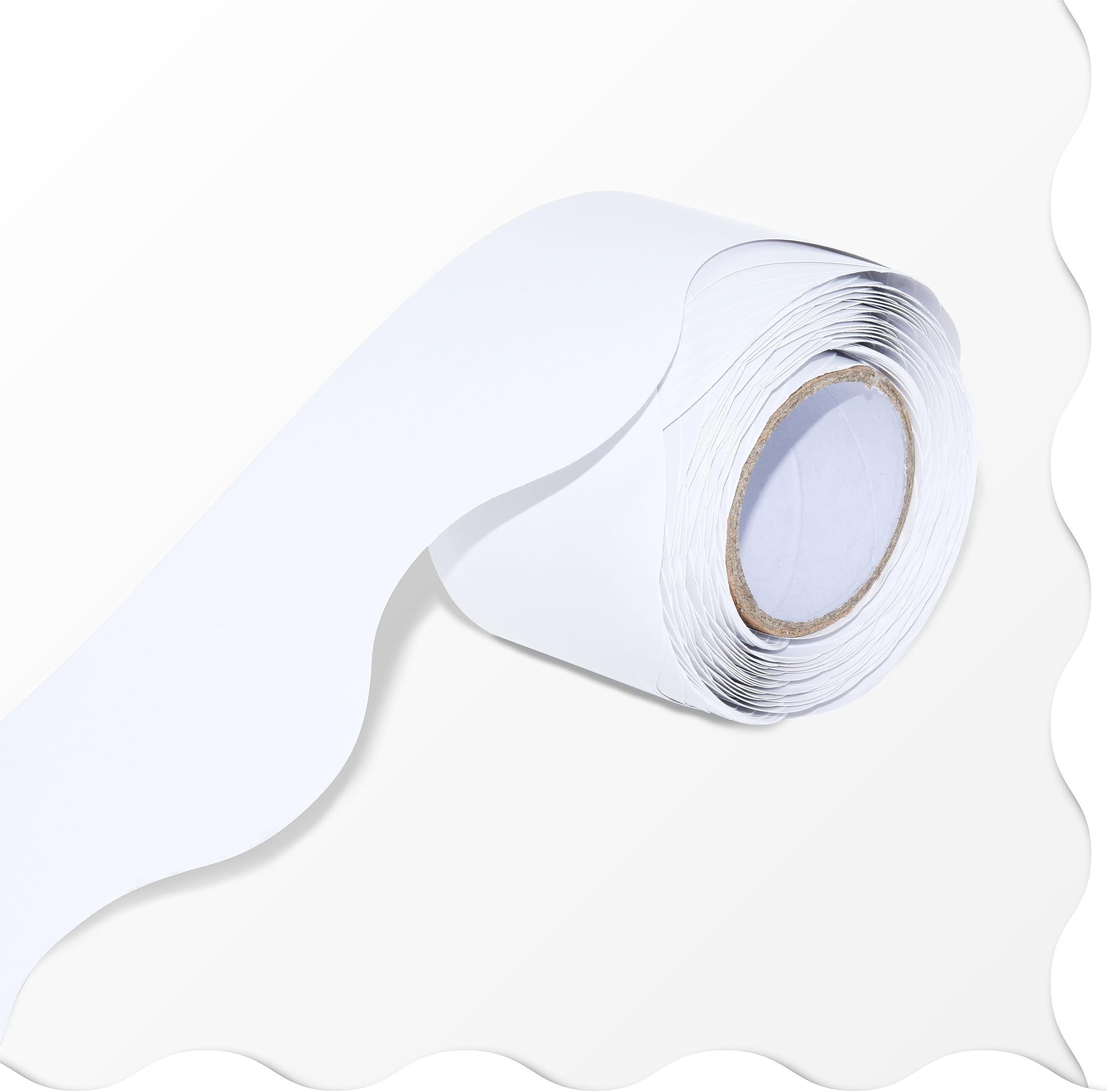 Bulletin Board Borders, Pure White Scalloped Rolled Border Trim