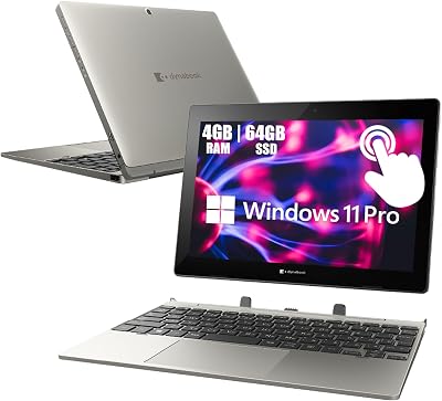TOSHIBA Dynabook K50 2-in-1 Touchscreen Laptop, 10.1" Tablet, Intel Celeron N4020, 4GB RAM, 64GB SSD, 2 Camera, Type-C, Japanese Keyboard, Windows 11 Pro (Renewed)