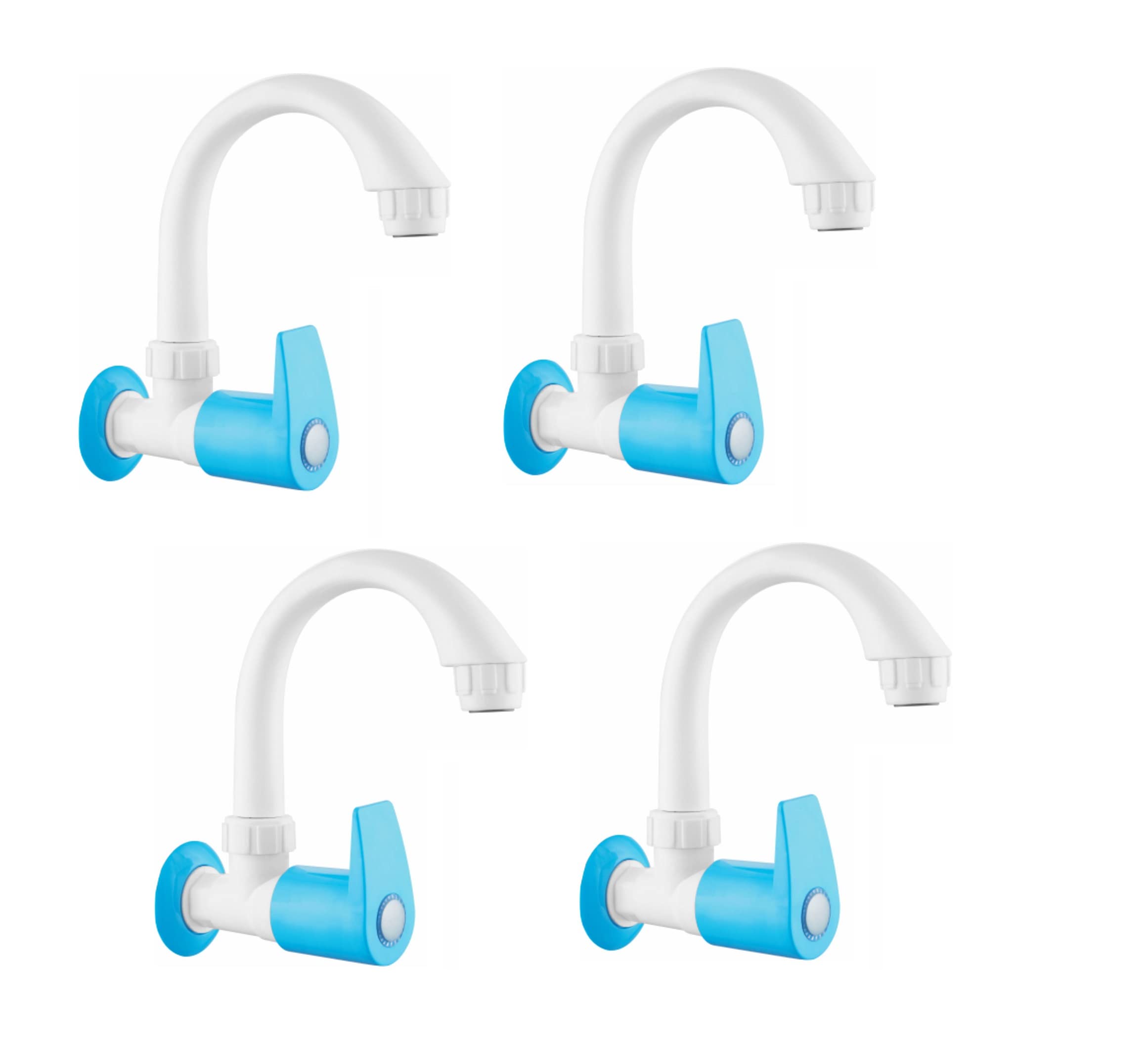 SanituF AU-2111 P4 | Junior Sink Cock PTMT Tap | PTMT Aura Series Bathroom Fixtures | PTMT Plastic Sink Cock with Wall Flange Tap/Faucet | (Blue-White) | (Pack of 4) (B0C3D8T6MD) Amazon Price History, Amazon Price Tracker