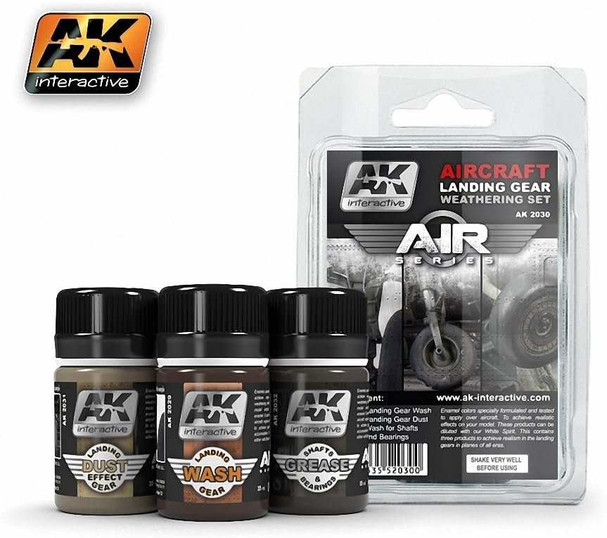 AK Interactive Aircraft Landing Gear Weathering Set - Plastic Model Paints & Accessories # 2030