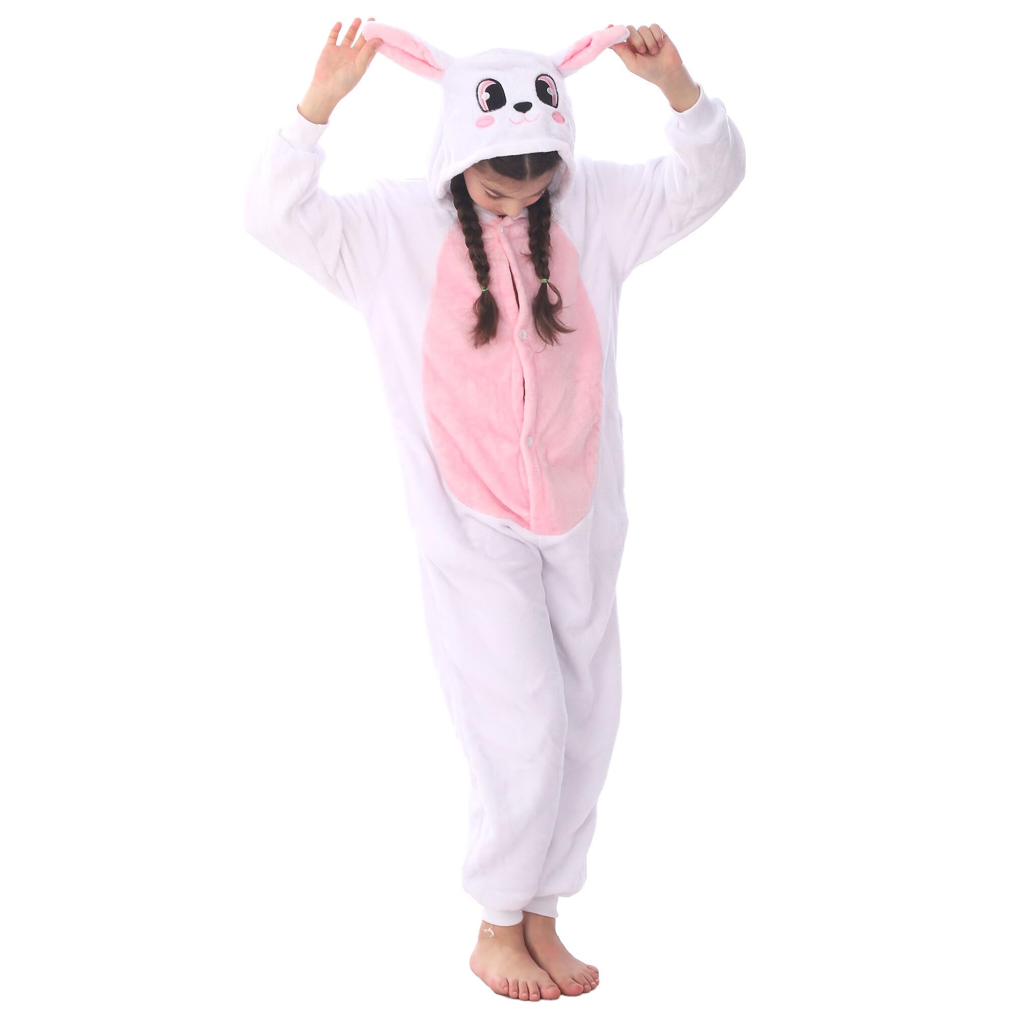 WOYASIM Kids Rabbit Flannel Onesie Costume Animal Cosplay for Girls Boys Halloween Easter Bunny
