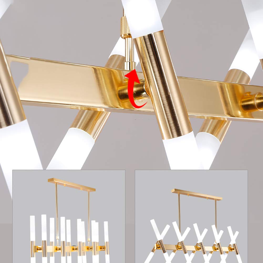 Nowoczesny żyrandol LED 16-punktowa oprawa wisząca Regulowany akrylowy klosz Lampa sufitowa do kuchni, jadalni Salon - elegancki złoty design LWX