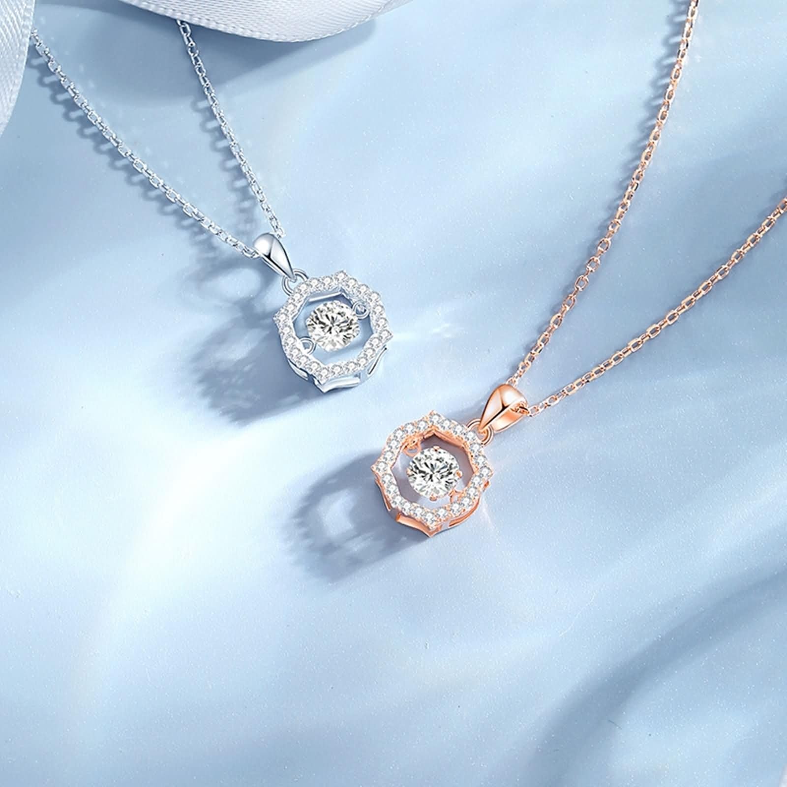 Collares de moissanita de oro blanco de 9K/14K/18K para mujer, collar hueco de halo con borde ondulado para mujer