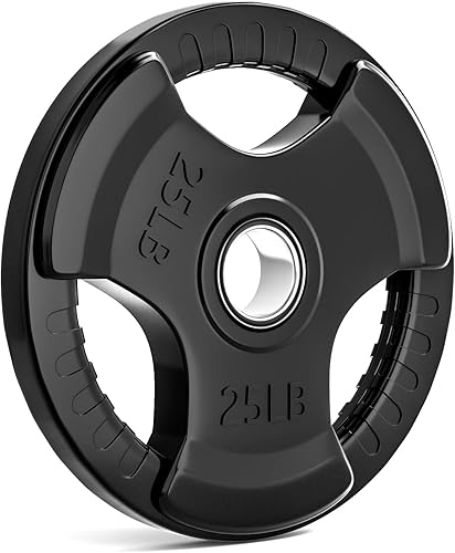 LIONSCOOL Placas de peso de agarre olímpico de goma de 2 pulgadas para entrenamiento de fuerza, levantamiento de pesas, placa de hierro fundido