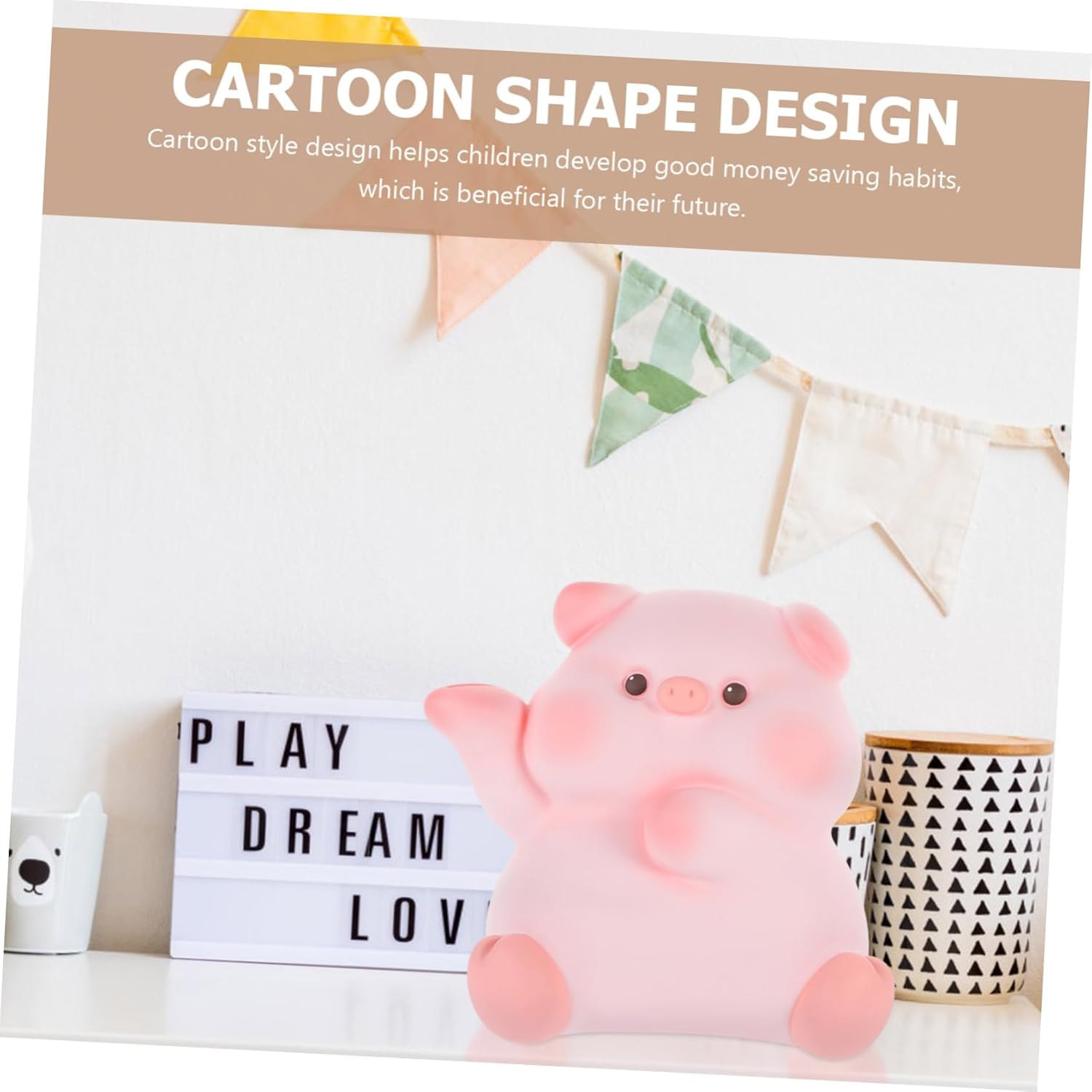 SUPVOX Cute Cartoon Piggy Bank Storage Jar Non-staining Savings Container for Boys and Girls for Birthdays and Special Occasions Encourages Saving Habits