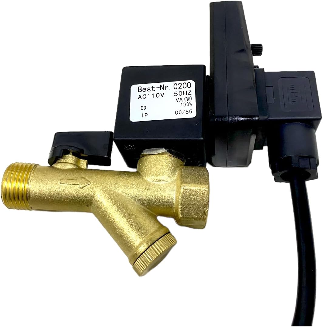 Electronic Auto Drain Valve G1/2" 1.6Mpa Automatic Drainer for Air tank or Air Dryer,AC 110V 50Hz with US Plug 2-way Direct-acting Drain Valve