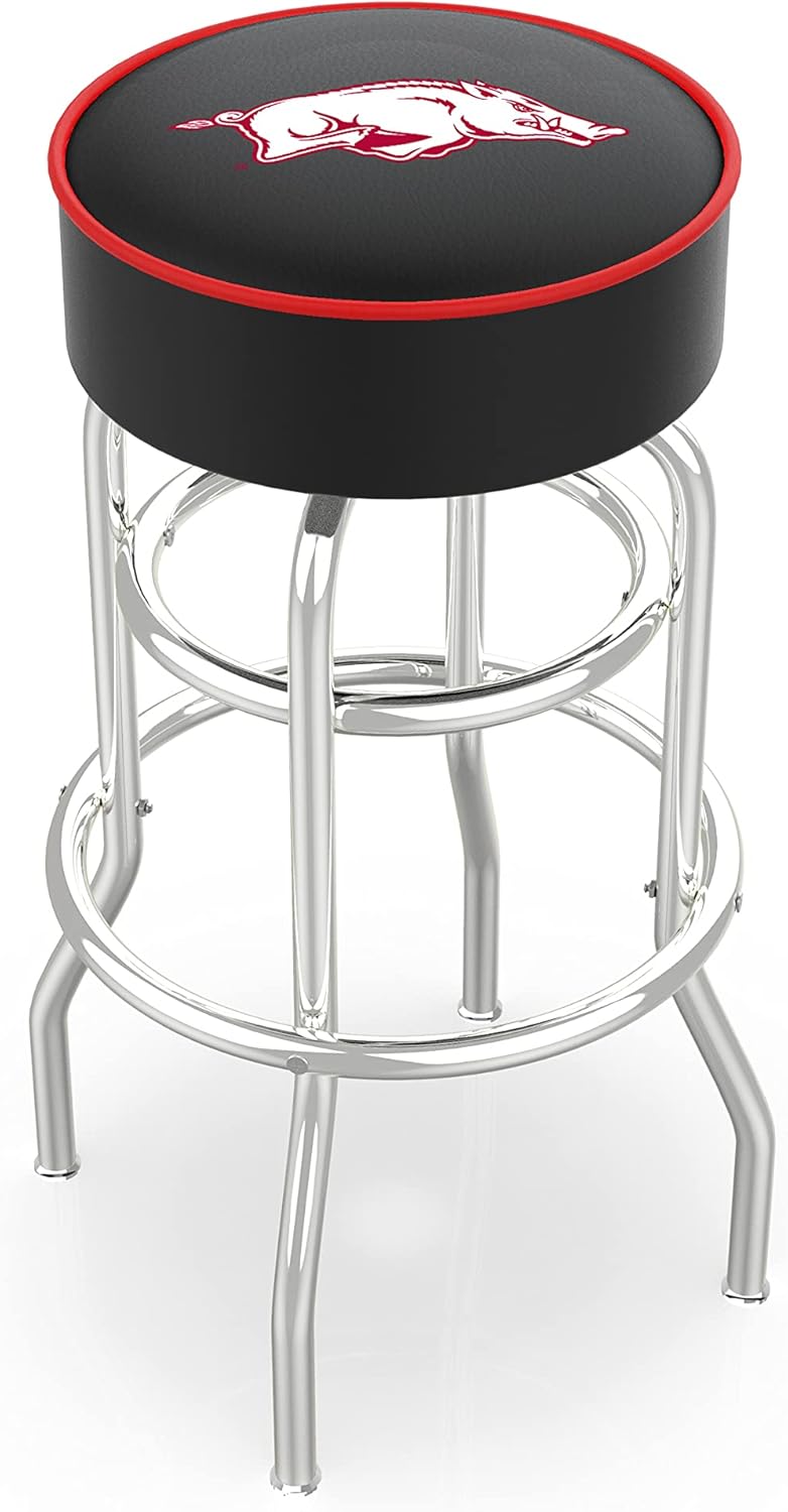 Holland Bar Stool L7C1-4" Central Michigan Cushion Seat with Double-Ring Chrome Base Swivel Bar Stool by The Company