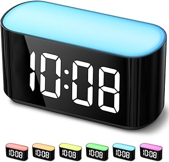 HOUSBAY Digital Alarm Clock for Bedrooms - Large Display Easy to Read Across The Room, 7 Larger Color Night Light, Dimmer, True Battery Backup, Adjustable Volume, Countdown Timer