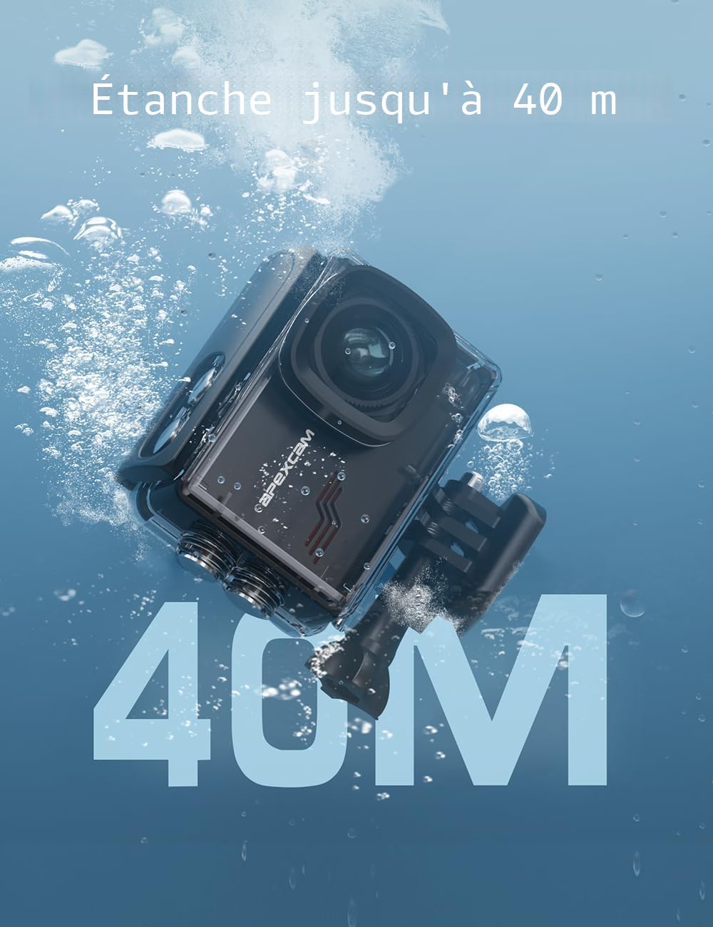 Apexcam M80 Caméra Sport 4K Stabilisateur 48MP Action cam avec Carte 128