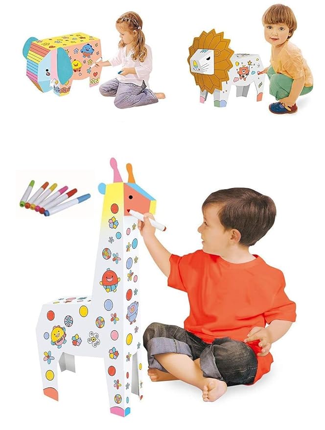 Vibgyor Vibes DIY 3D Paper Cardboard Folding Craft & Puzzle- Learning and Decorative Toy (Random Animal)