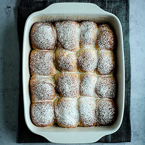 Foto von Mäser 931501 Serie Kitchen Time, Auflaufform rechteckig, ideal auch für Lasagne, als Backform und Tiramisu-Form, kratz- und schnittfeste eckige Ofenform, 33 x 24 x 8 cm, Keramik, Grau