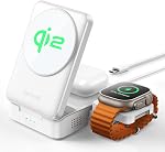 Lamicall 3 in 1 Qi2 Certified Charging Station for Apple - Foldable Wireless Charger Stand for Mag Safe Portable, Travel Fast Magentic Nightstand for iPhone 17, 16, 15, 14, 13, Apple Watch, Mom Gift