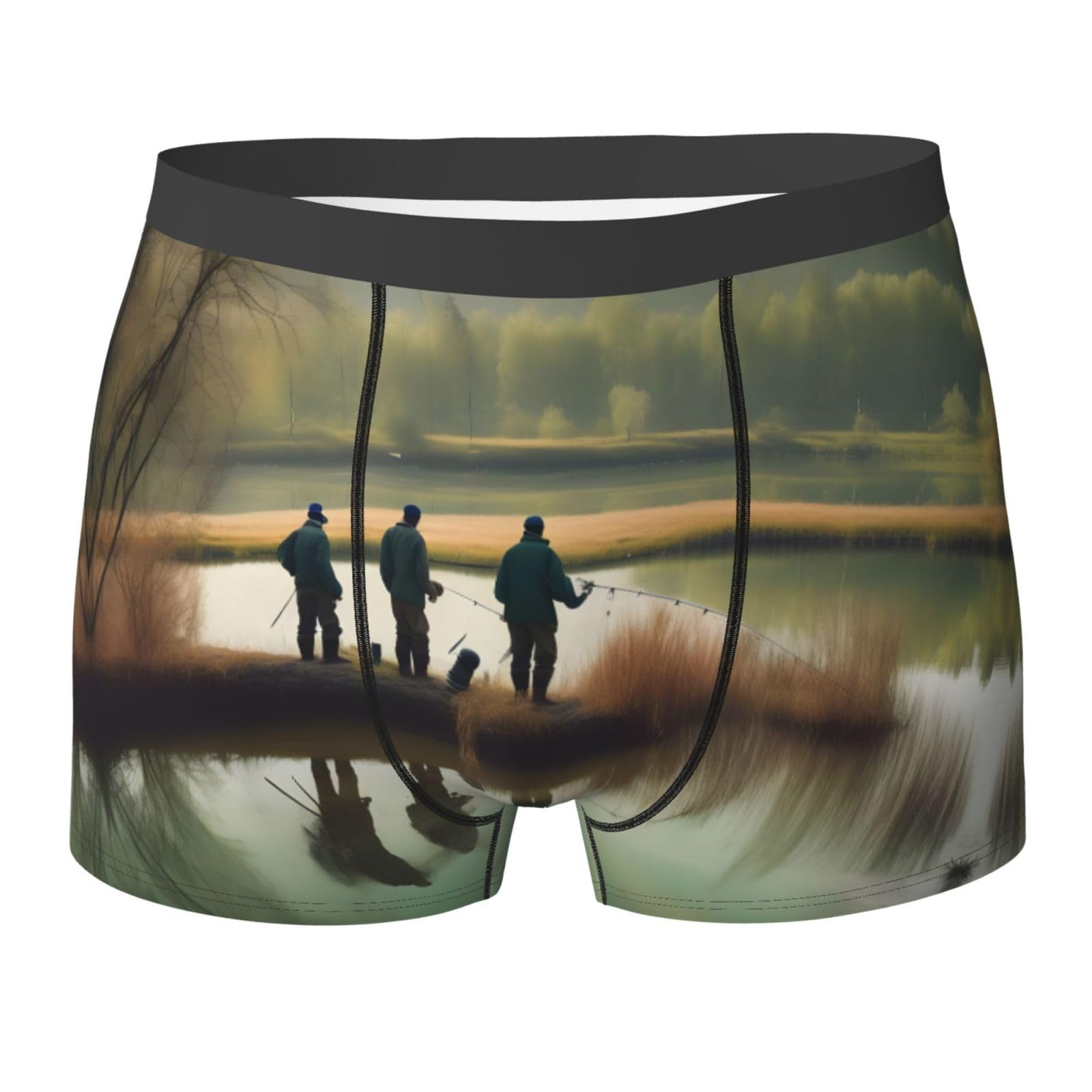 Fresqa Men's Fishing Lake Fisher Boxer Briefs,Soft,Moisture-Wicking,Breathable,Flexible & Comfortable Underwear