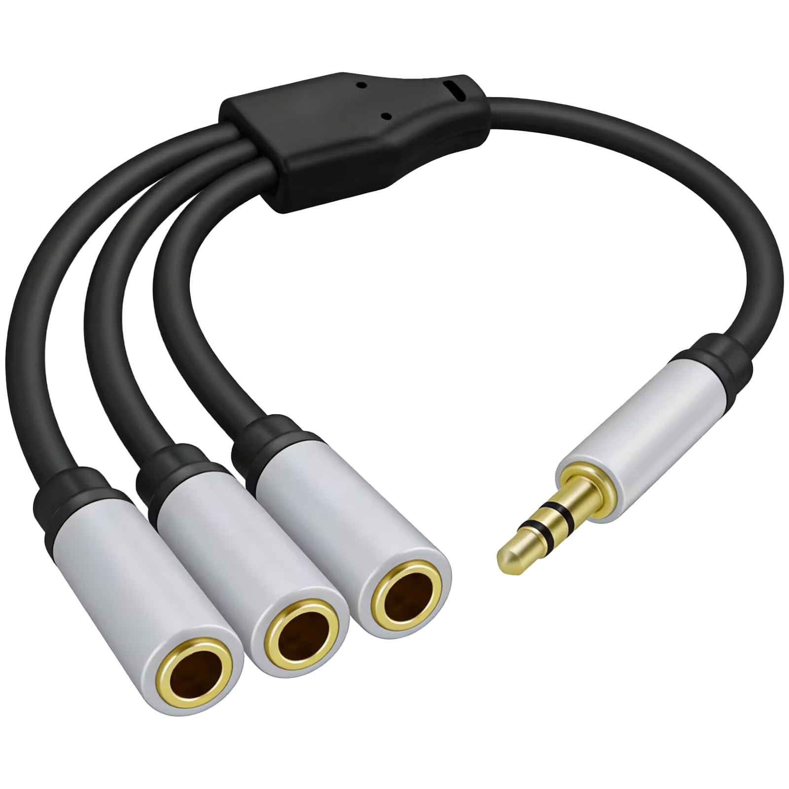 3,5 mm TRS-Stereo-Audio-Splitterkabel, 3,5 cm, 1 Stecker auf 3 Buchsen, Kopfhörer-Aux-Splitter, Hi-Fi-Stereo-Audio-Kopfhöreranschluss-Adapter für Telefon, PS4, Switch, Tablets, Verstärker und