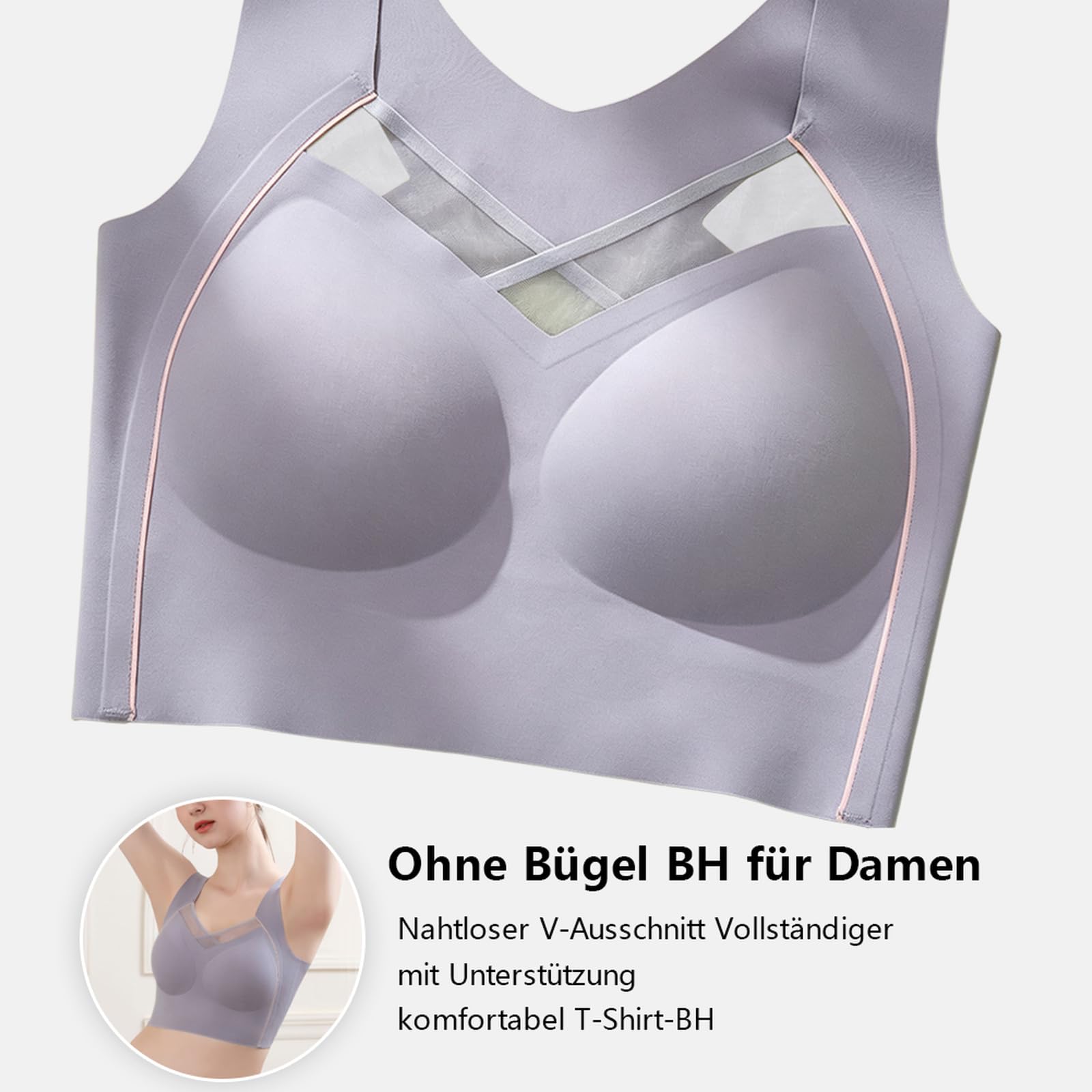 Sport BH Damen ohne bügel gepolstert BH Bustier Baumwolle Damen