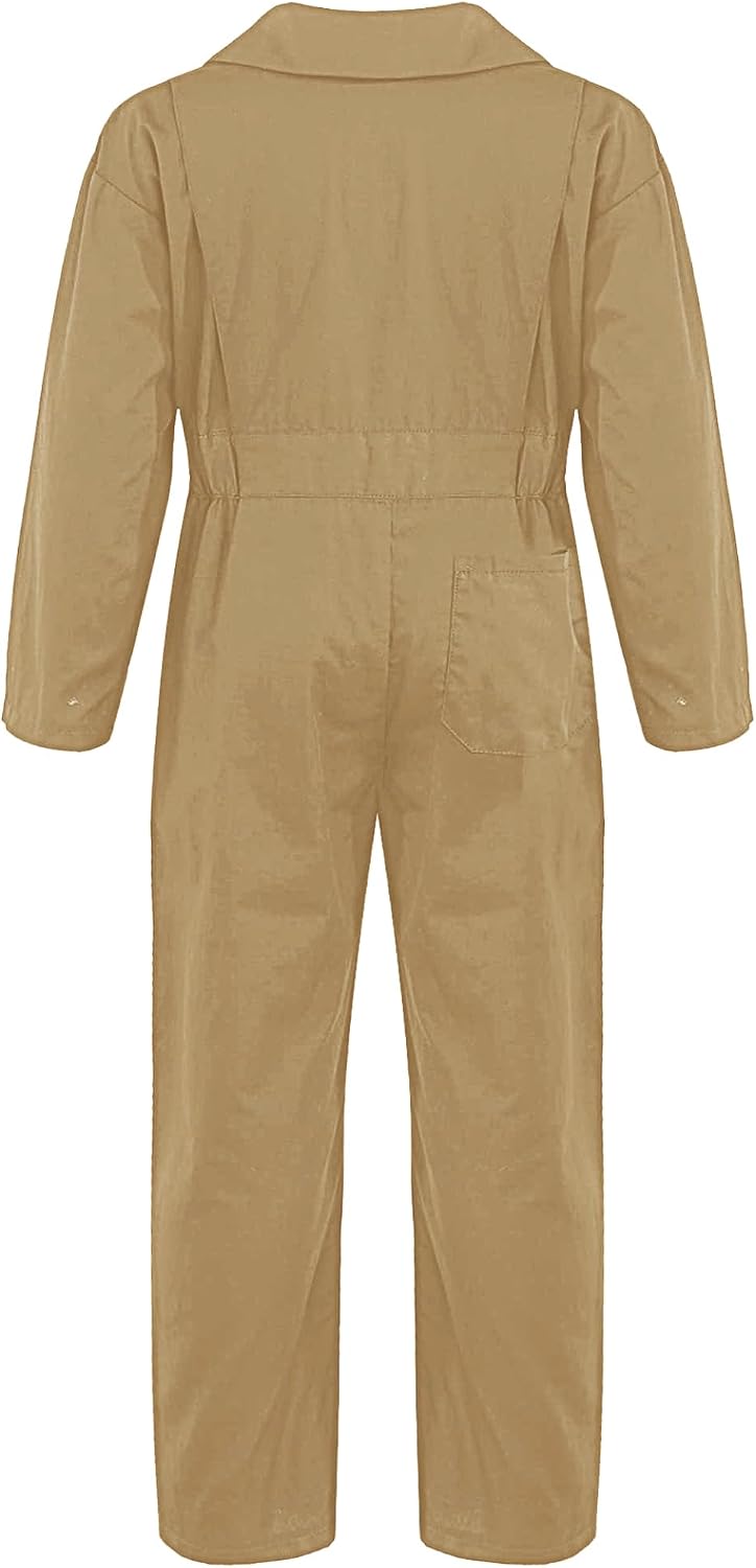 Jhaoyu Kids Boys Mechanic Coverall Cotton Long Sleeve Cargo Jumpsuit Casual Daily Wear