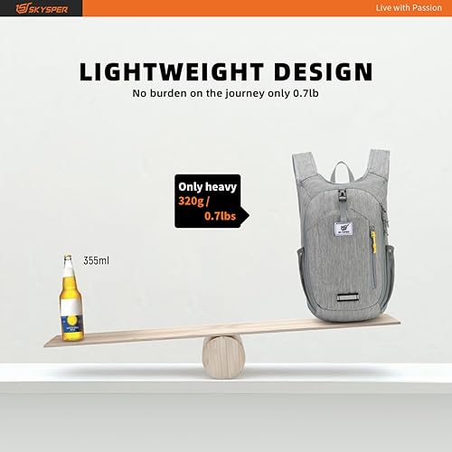 Miniatura 8 de SKYSPER Mochila de senderismo de 10 litros, mochila pequeña para senderismo, plegable, ligera, paquete de día de viaje para mujeres y hombres, Negro