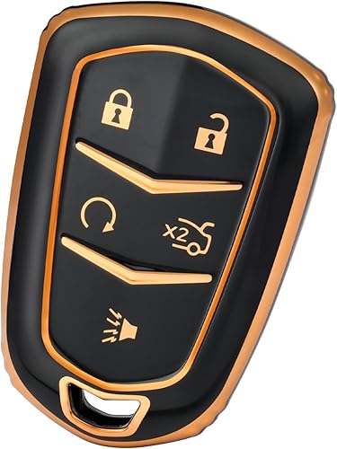 Vista 21 de OFFWEGO - Funda para llavero Cadillac, para Cadillac Escalade CTS SRX CT4 CT5 CT6 XTS XT4 XT5 XT6 ATSL SLS STS Funda para llavero inteligente