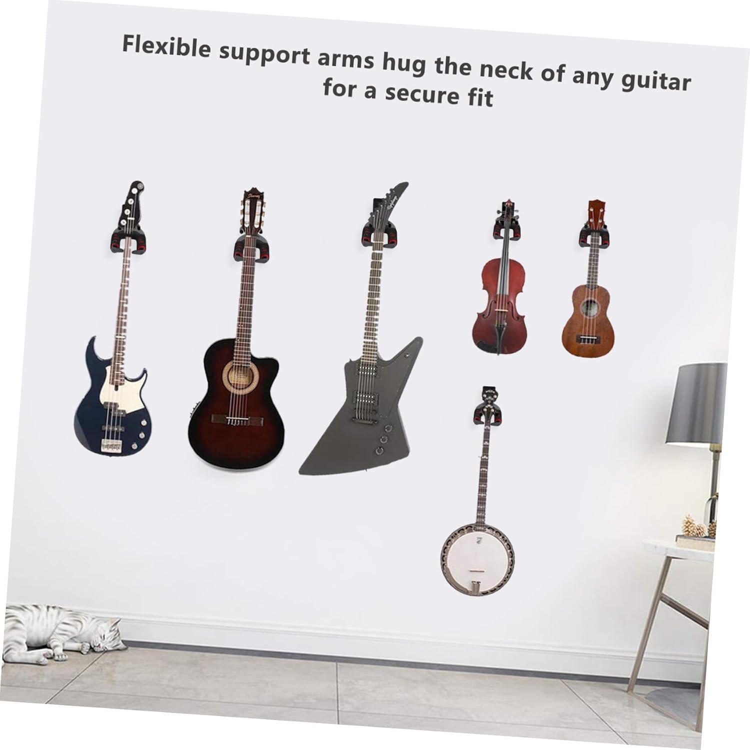 Self-Locking Guitar Hanger Hook Wall Mount Black Secure Lock Guitar Display Rack for Music Stores and Exhibitions image 4