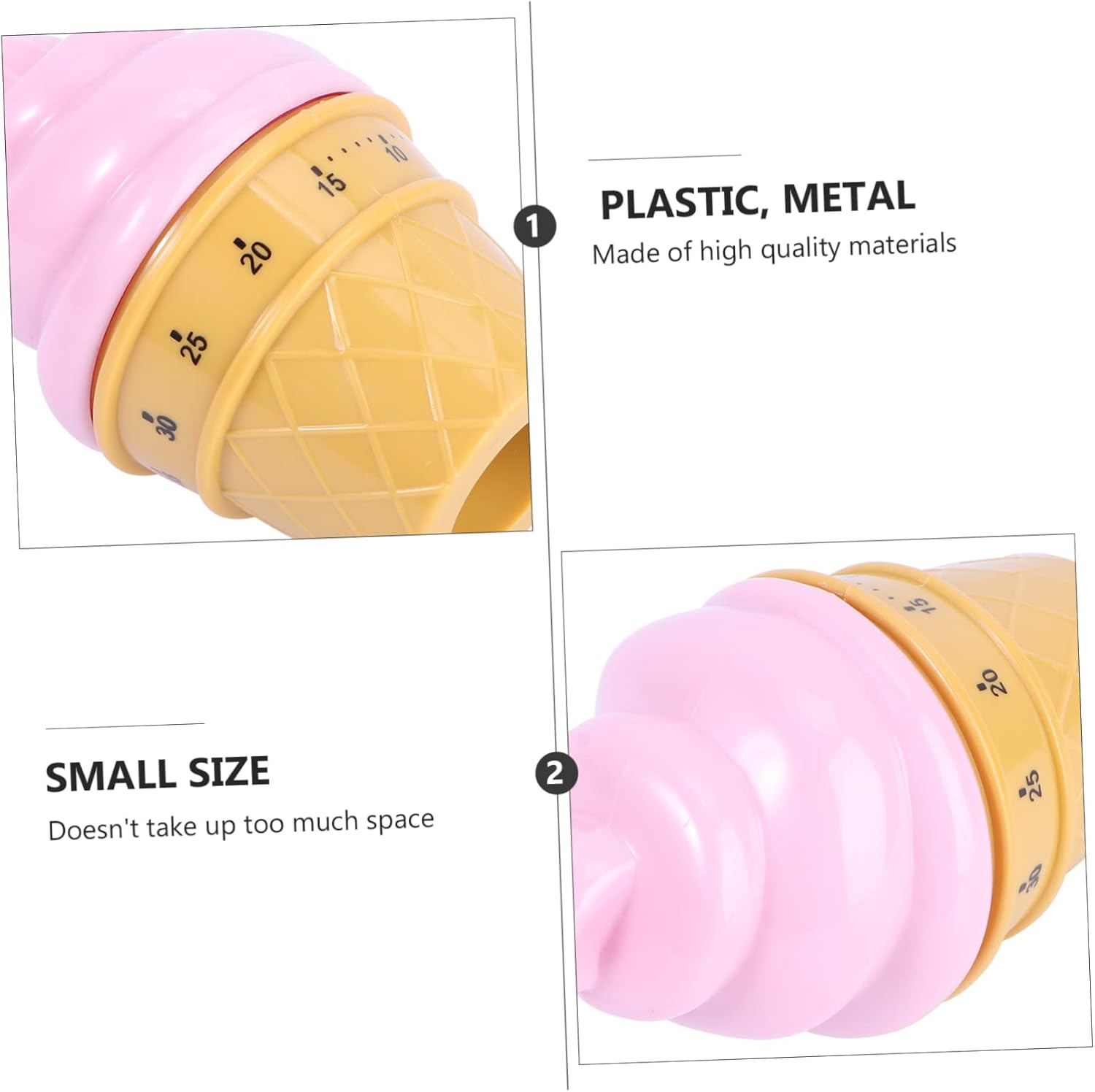 1pc Wind-up Kitchen Timer with Adorable Ice Cream Design Reliable Mechanical Countdown Reminder for Cooking Baking and More Pink