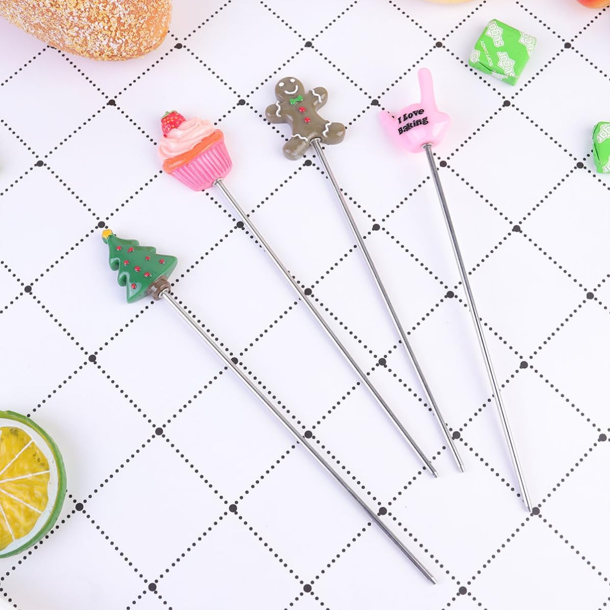 Cake Tester Needles Sturdy Resin Handles Stainless Steel 4pcs Baking Tool for Gauging Cake Readiness for Home and Professional Baking