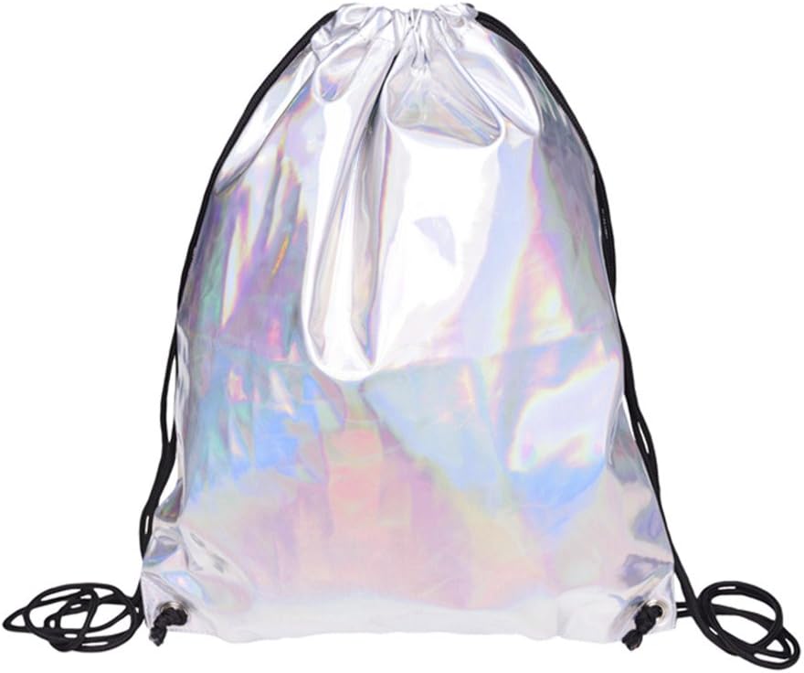 PSFY Gym Sack Bag Drawstring Backpack Sport Bag School Travel Backpack Sackpack Shoulder Bags (Holo graphic smooth)