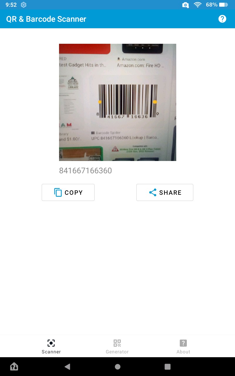 Barcode Generator & Scanner App on the Amazon Appstore