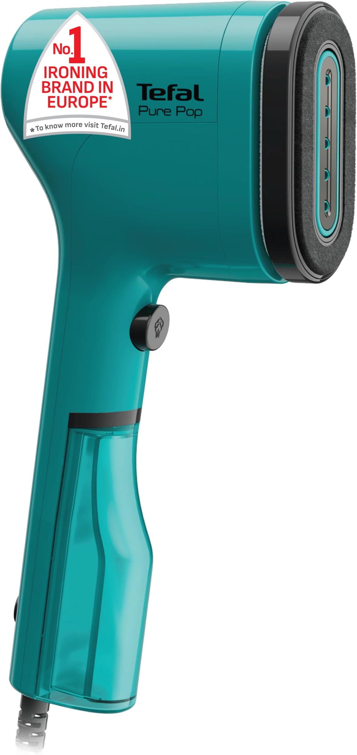 Tefal Pure Pop Garment steamer / 1300W Power/Versatile Reversible Pad / 2m Long Cable/Up to 20g per Minute Steam, 15-Second Heat-Up / 70ml Water Capacity/Detachable Water Tank/Green