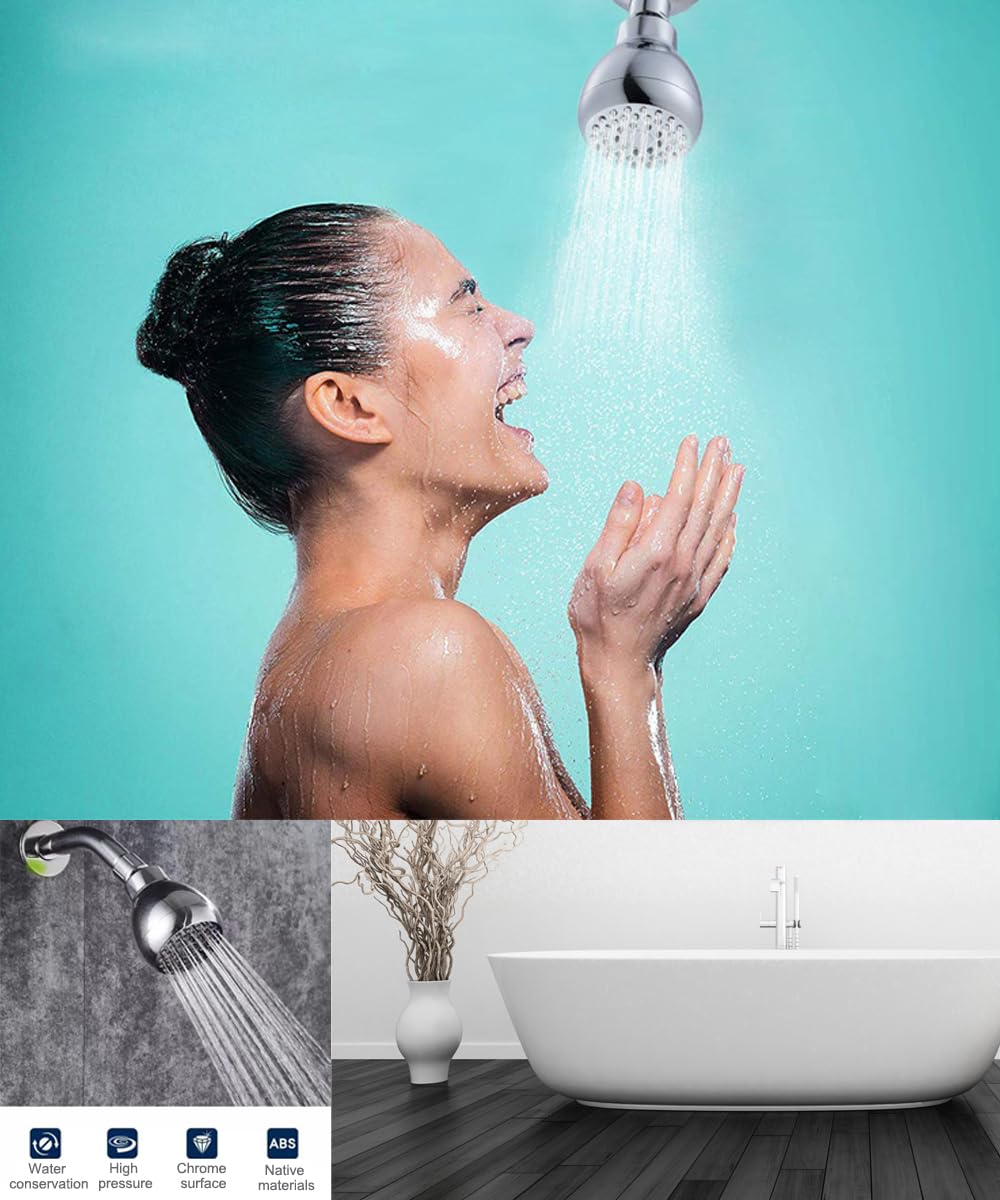 WASSA High Pressure Shower Head - 3″ Anti-clog Anti-leak Fixed Chrome Showerhead Adjustable Metal Swivel Ball Joint With Filter Ultimate Shower Experience Even At Low Water Flow Pressure - View #10