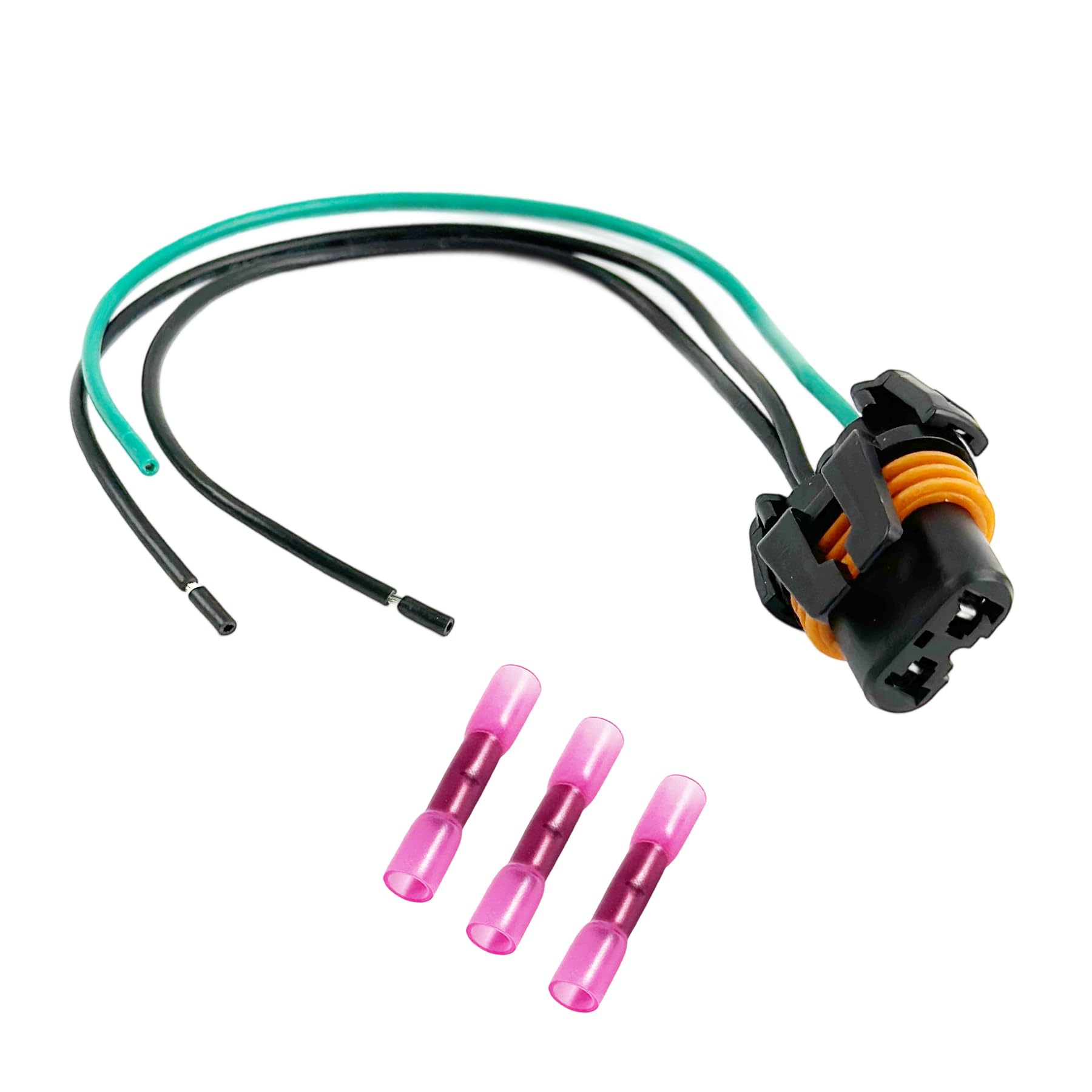3-Wire 9012 Halogen Bulb Connector Pigtail Fit for Fiat 500 2012-2017 Inside Headlight, 16AWG Wiring Harness with 3 Heat Shrink Tubes