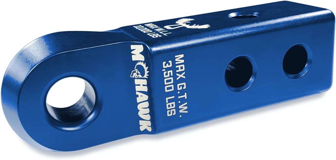 Moose Knuckle Offroad Mohawk Recovery Soft Shackle Receiver 2.0 - Coated with UV & Weather Proof Anodized Blue with Laser Etched Logos for Offroading & Overlanding - 2.0 Inch Receiver Blue Pill
