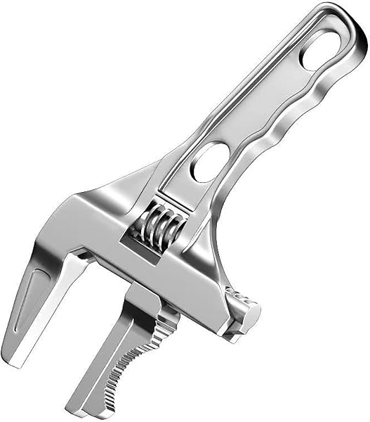 Chiave da bagno con manico corto ad arco, grande apertura, chiave regolabile per tubi idraulici staccabili, chiave a bussola multifunzione e chiave per tubi, argento - 2