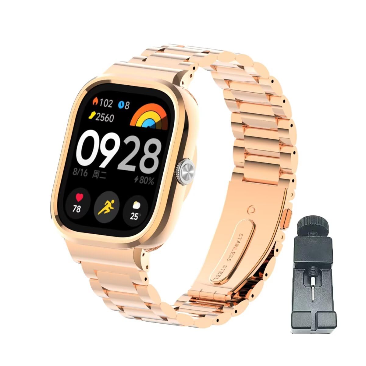 T-BLUER Compatible with Xiaomi Redmi Watch 4 Strap,Stainless Steel Metal Replacement Bracelet Band Accessories for Redmi Watch 4 Smartwatch