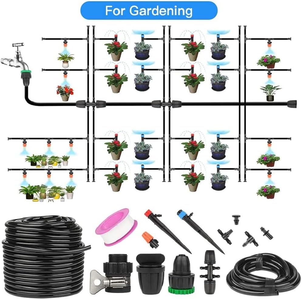 UKAN 137Pcs Greenhouse Micro Drip Irrigation Kit, Misting Plant Watering System, with 226 FT Hose Blank Distribution Tubing, Adjustable Nozzle, Automatic Irrigation Equipment : Patio, Lawn & Garden