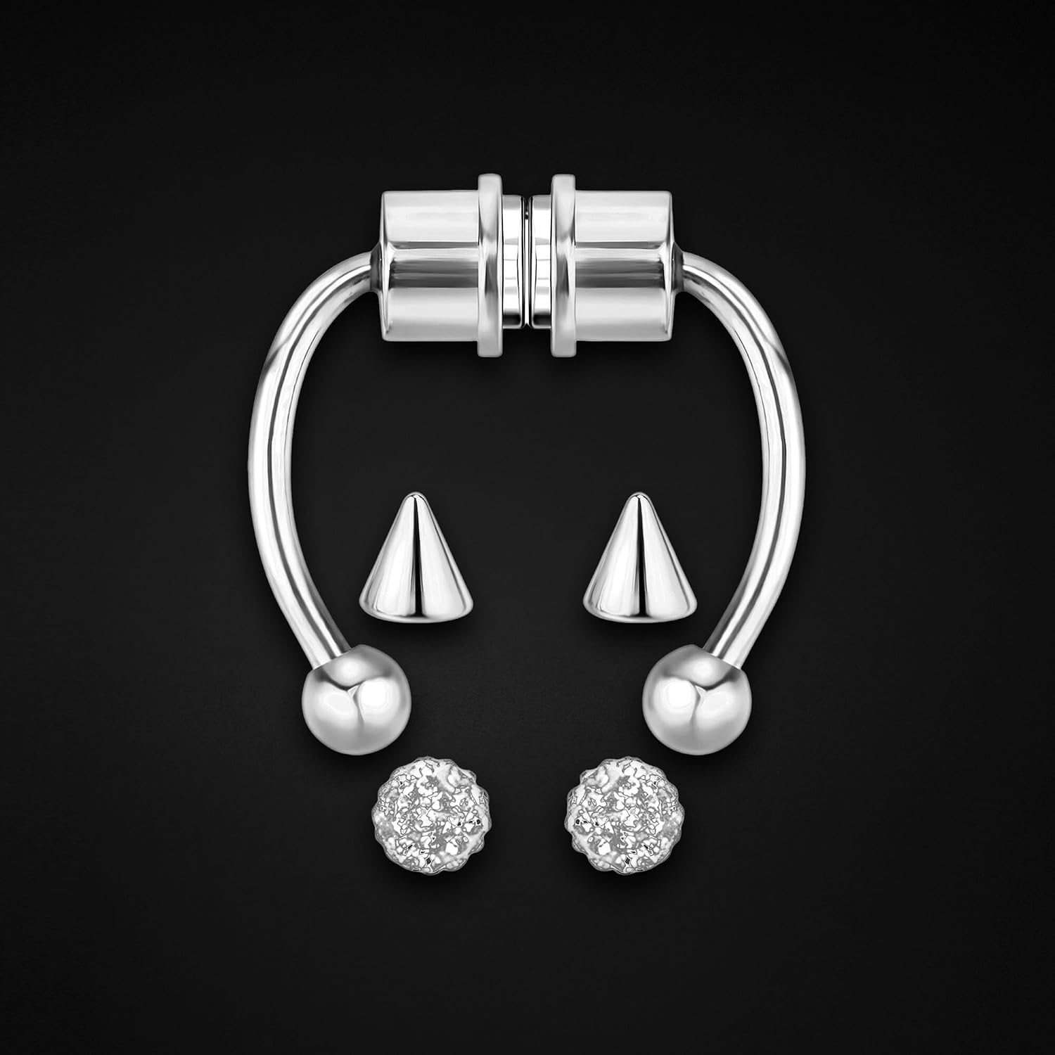 Surgical Steel Septum Clips with Tripple Set and Magnetic Clasp, Fake Nose Piercing Non-Piercing Faux Cuff Septum Temporary Ring