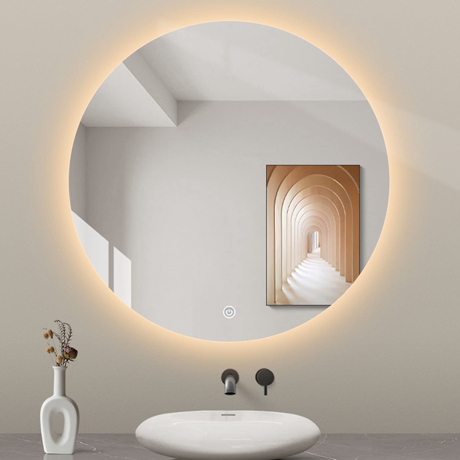 LEDバックライト付き壁掛け鏡 600mm Amazon.co.jp: バスルーム用ミラー 壁掛け式 バックライト付き化粧鏡