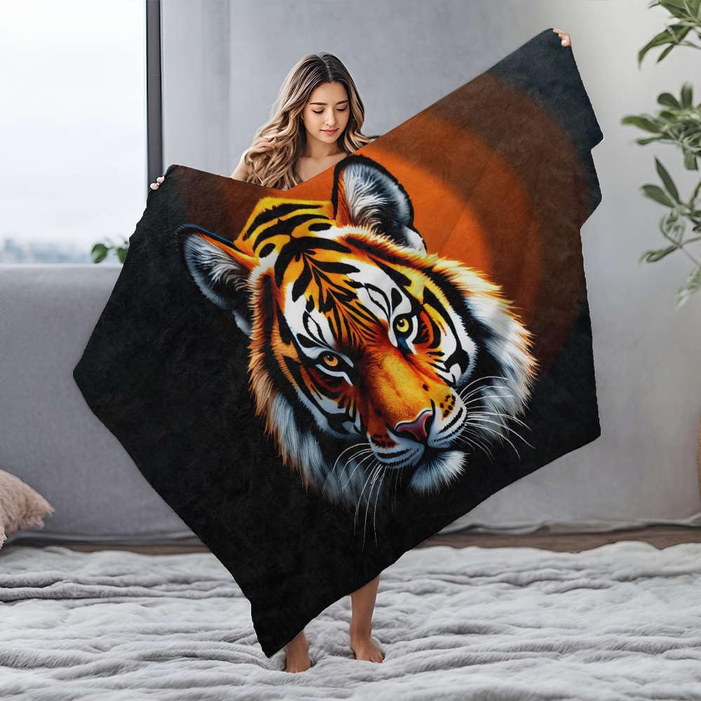 Couverture flanelle tigre contre le froid plaid doux hypoallergénique
