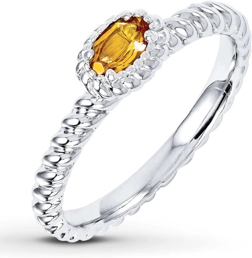 Choose Your Color Beautiful Design Stackable Oval Shape Ring 925 Sterling-Silver Western Design Fancy Gift Perfect Wedding or Anniversary for Women Size:H-Z