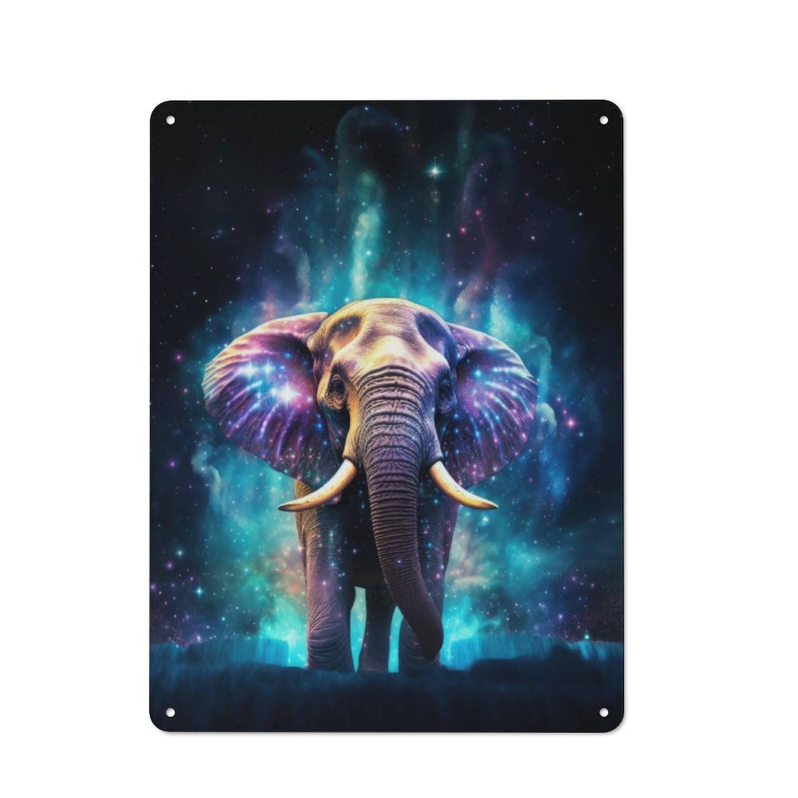 Rustic Vintage Metal Sign 40x30cm Featuring Neon Elephant Nebulae, Home Bar Decor for Cafe, Pub, Workshop Or Home Bar